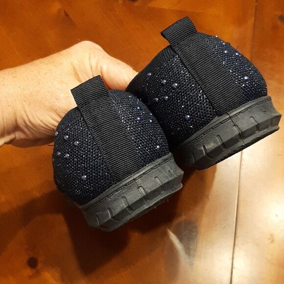 Kinetic Navy Beaded Sparkly Cloth Flats - Picture 6 of 8